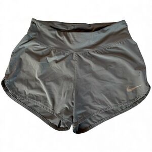 Nike Dri Fit Womens Running Shorts Gray Built In Liner Zipper Pocket Size M